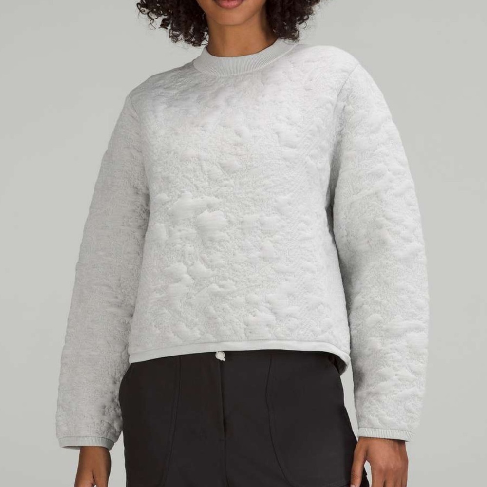 Lululemon Jacquard Merino Wool Multi Texture Crew neck size 12 grey XL